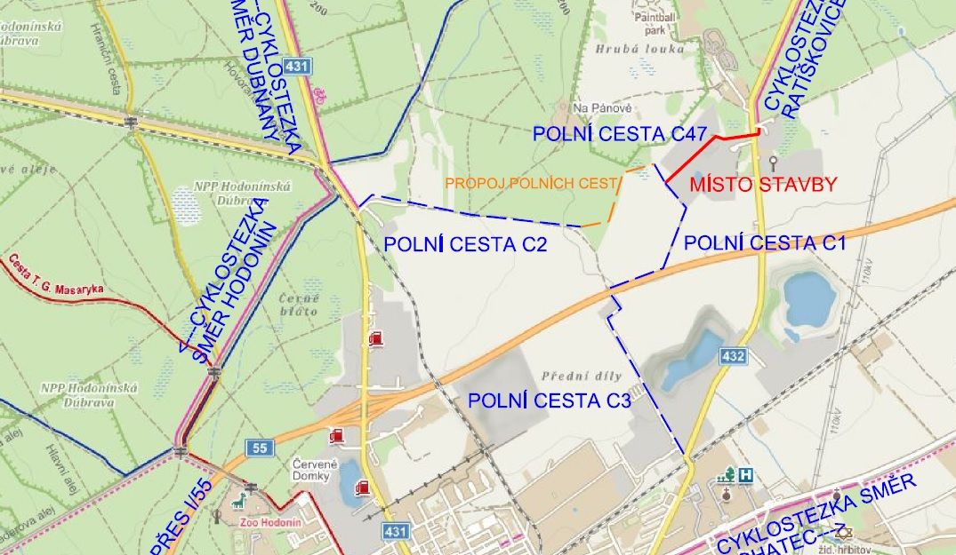 Projektová dokumentace cyklostezky Hodonín – Pánov, k.ú. Hodonín (napojení na Ratíškovice), 2022-2023
